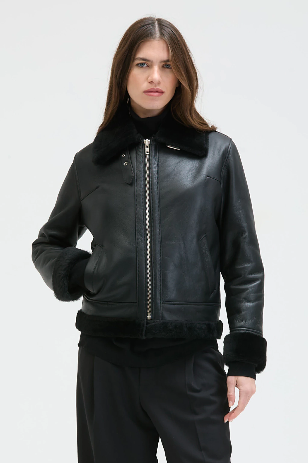 Campera Valeria de Cuero Napalán Negro