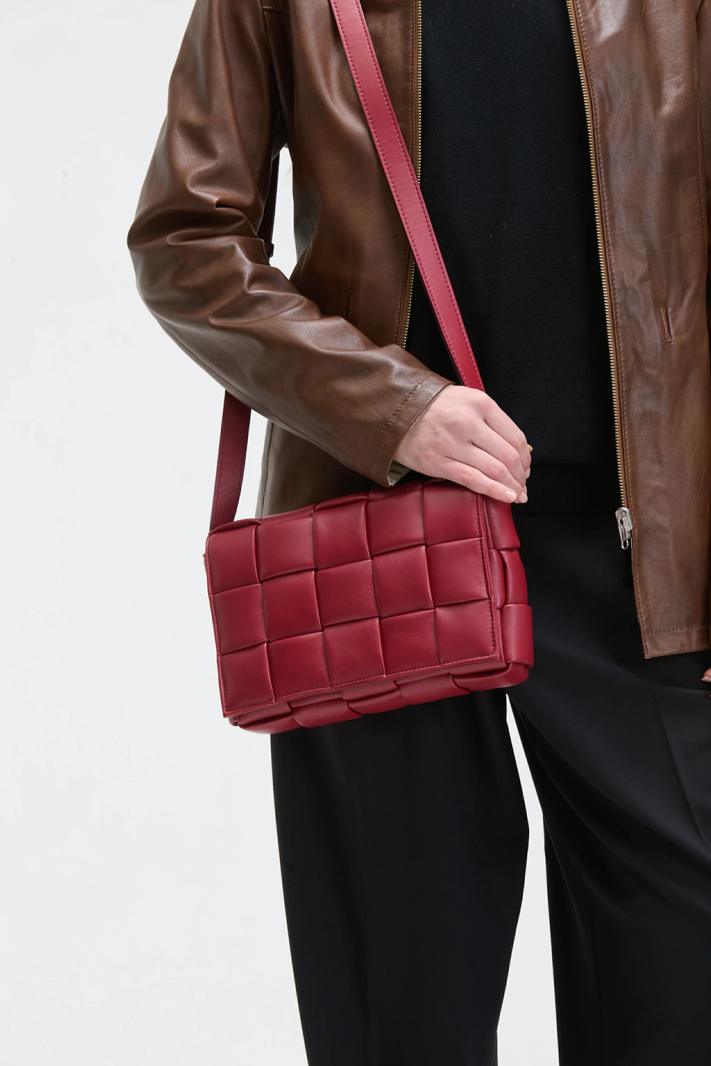 Cartera Cross Cuero Vacuno Rojo