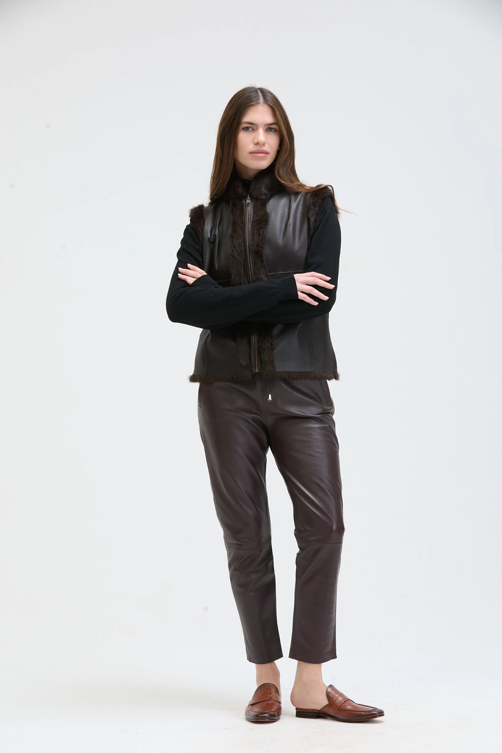 Chaleco Annie Reversible Conejo Marrón Oscuro