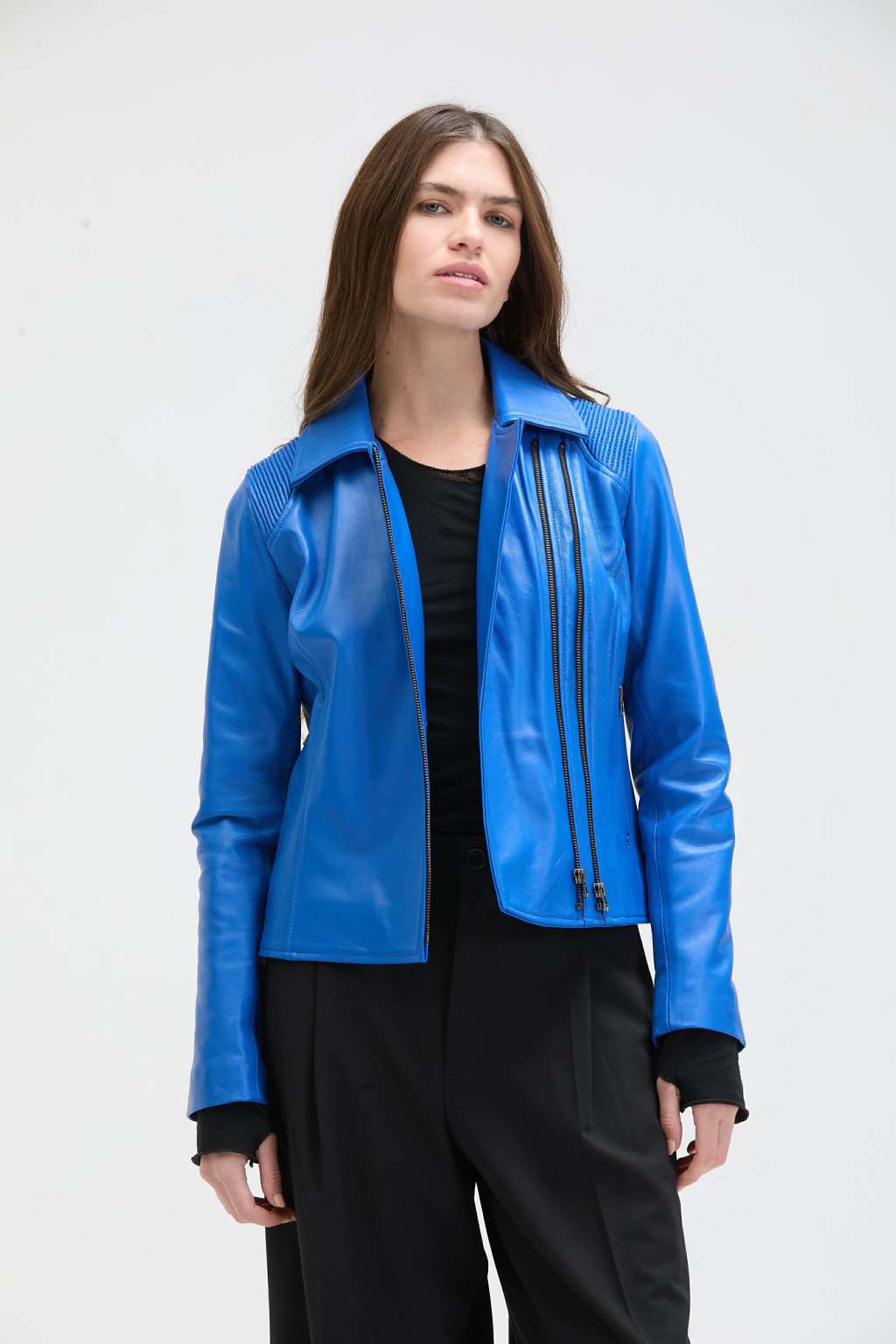 Chaqueta de Cuero Irelia Azul Francia