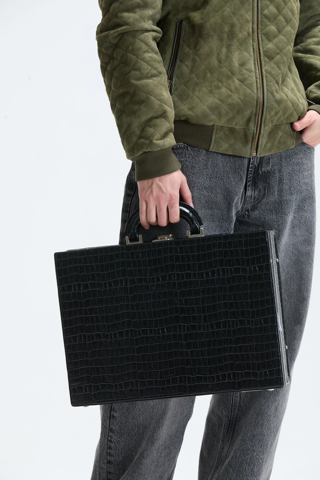 Maletín Rígido Gianni Negro Croco