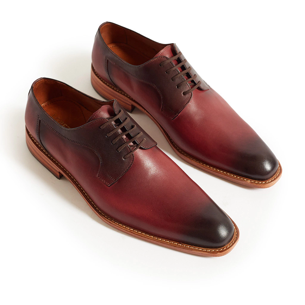 Zapato Laurent Derby Italiano Bordó Suela Contracolor
