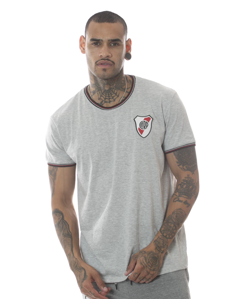 Remera Clásica Tira Tejida Gris RP221453
