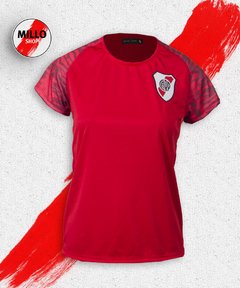 Remera Deportiva Manga Texti Dama Rojo RP221470