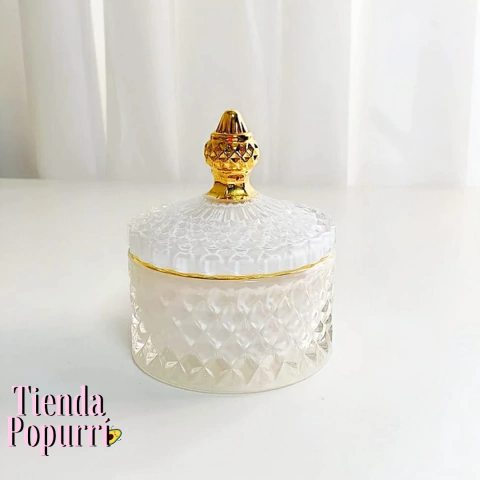 Frasco vidrio | Con tapa dorada - comprar online