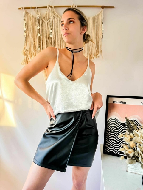Pollera de Cuerina con Tapa - comprar online