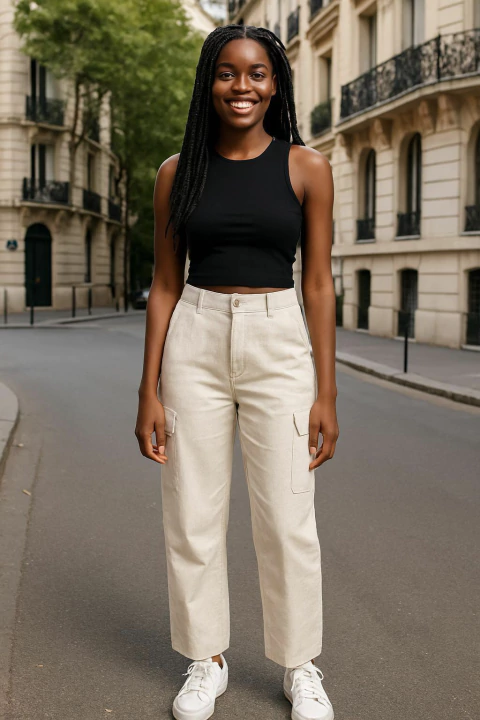 Pantalon de lino cargo - comprar online