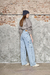 Wide leg cargo celeste rigido Cenitho