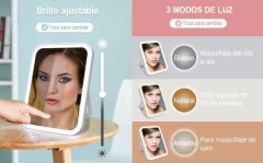 Espejo led recargable usb + soporte en internet