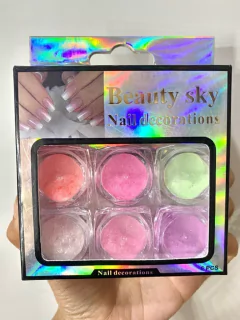 Set 6 frascos deco glitter uñas