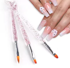 Set de 3 pinceles para uñas cola de pez glitter