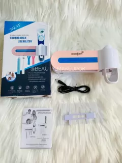 Dispensador anti bacterial pasta dental y soporte cepillos recargable con usb - comprar online