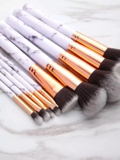 Set de 10 brochas marmol blancas con negro