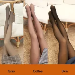 Medias tipo panty efecto piel con peluche color claro gray - Beauty Make Up