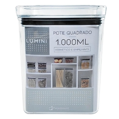 POTE HERMETICO QUADRADO 1000ML - LUMINI