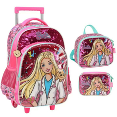KIT MOCHILA RODINHA ESTOJO E LANCHEIRA BARBIE- LUXCEL - Mei-Mei Papelaria - Sempre Presente com Você