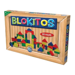 BLOCOS DE MONTAR BLOKITOS 60 PECAS MADEIRA - PAIS E FILHOS