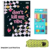 KIT CAPRICHO CADERNO SORTIDO 1X1 ESTOJO+LAPIS DE 12 CORES