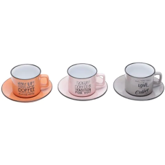 CONJUNTO 6 XICARAS DE PORCELANA 220ML PARA CHA COLORIDAS WORDS - BON GOURMET - Mei-Mei Papelaria - Sempre Presente com Você