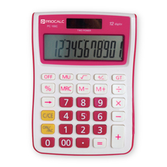 CALCULADORA DE MESA 12 DIGITOS PC100PK ROSA - PROCALC