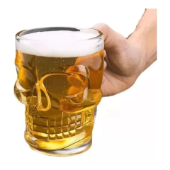CANECA DE CHOPP CAVEIRA CRÂNIO 380ML VIDRO ROCK - BRASFOOT