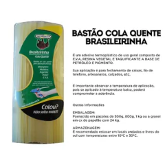 BASTAO COLA QUENTE GROSSA 1KG BRASILEIRINHA - RENDICOLLA - Mei-Mei Papelaria - Sempre Presente com Você