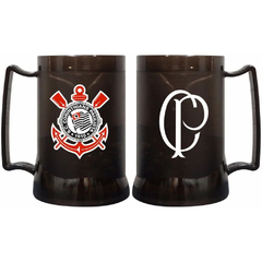 CANECA CORINTHIANS 400ML PRETO ESCUDO GEL CONGELANTE