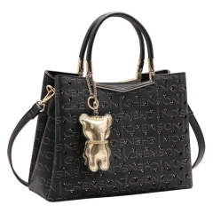 BOLSA FEMININA DE MÃO MONOGRAMA CRISTAL PRETA - CHENSON