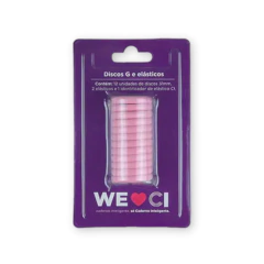 DISCOS G + ELASTICO ROSA - CADERNO INTELIGENTE