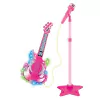 GUITARRA COM MICROFONE PEDESTAL ROCK SHOW ROSA DM TOYS