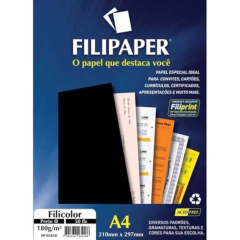PAPEL FILICOLOR A4 PRETO 50 FOLHAS180G FILIPAPER CLASSICS