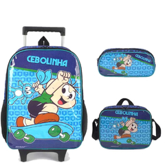 KIT MOCHILA RODINHA LANCHEIRA ESTOJO CEBOLINHA - LUXCEL