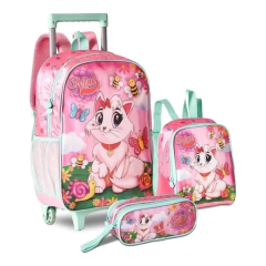 KIT MOCHILA RODINHA LANCHEIRA ESTOJO NINI - CLIO