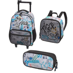 KIT MOCHILA RODINHA LANCHEIRA ESTOJO TIGOR TIGRE - PACIFIC