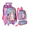 KIT MOCHILA RODINHA LANCHEIRA ESTOJO UNICORNIO - CLIO