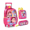 KIT MOCHILA CARRINHO COM LANCHEIRA E ESTOJO MARIA CLARA E JP