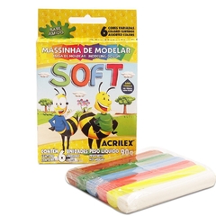 MASSA PARA MODELAR SOFT 06 CORES - ACRILEX