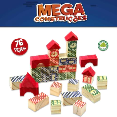 MEGA CONSTRUCOES 76PECAS MADEIRA -PAIS E FILHOS - comprar online