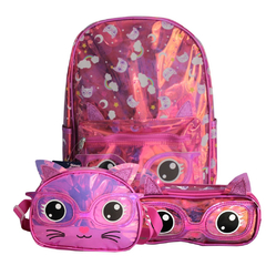 KIT HOLOGRAFICO MOCHILA DE RODINHA LANCHEIRA E ESTOJO - CLIO