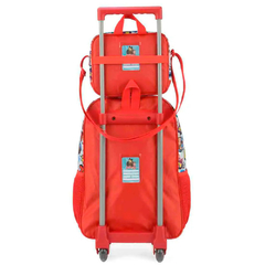 KIT MOCHILA RODINHA LANCHEIRA ESTOJO MASHA VERMELHO - LUXCEL - Mei-Mei Papelaria - Sempre Presente com Você