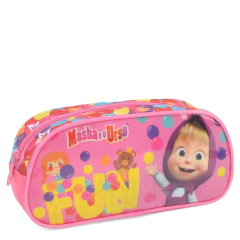 KIT MOCHILA RODINHA LANCHEIRA ESTOJO MASHA ROSA - LUXCEL - comprar online
