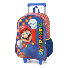 KIT MOCHILA RODINHA LANCHEIRA ESTOJO MARIO - LUXCEL