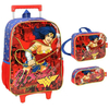 KIT MOCHILA RODINHA LANCHEIRA ESTOJO MULHER MARAVILHA-LUXCEL
