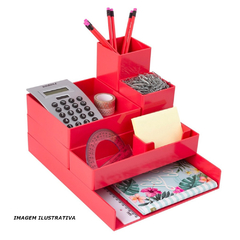 KIT ORGANIZADOR DE MESA 8 PECAS PRIME GOIABA - MAXCRIL