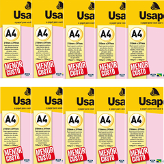 PAPEL SULFITE OFFSET A4 50 FOLHAS 180G ROSA 10UN - USAPEL - comprar online