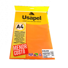 PAPEL COLOR A4 180G C/ 50 FOLHAS LARANJA 10UN- USAPEL na internet