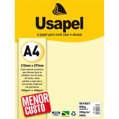 PAPEL SULFITE OFFSET A4 50 FOLHAS 180G AMARELO - USAPEL
