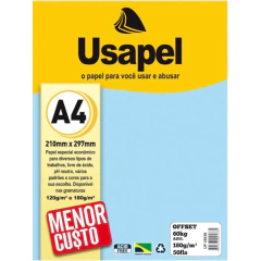 PAPEL SULFITE OFFSET A4 50 FOLHAS 180G AZUL- USAPEL