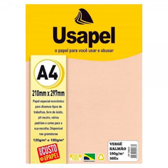 PAPEL VERGE A4 180G COM 50 FOLHAS SALMÃO 10UN - USAPEL