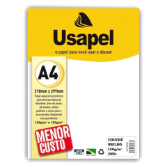 PAPEL COUCHE A4 120G C/ 50 FOLHAS BRANCO - USAPEL